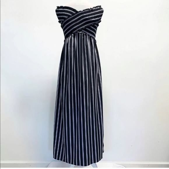 She and sky Striped Off-the-Shoulder Maxi Dress S - Picture 2 of 9